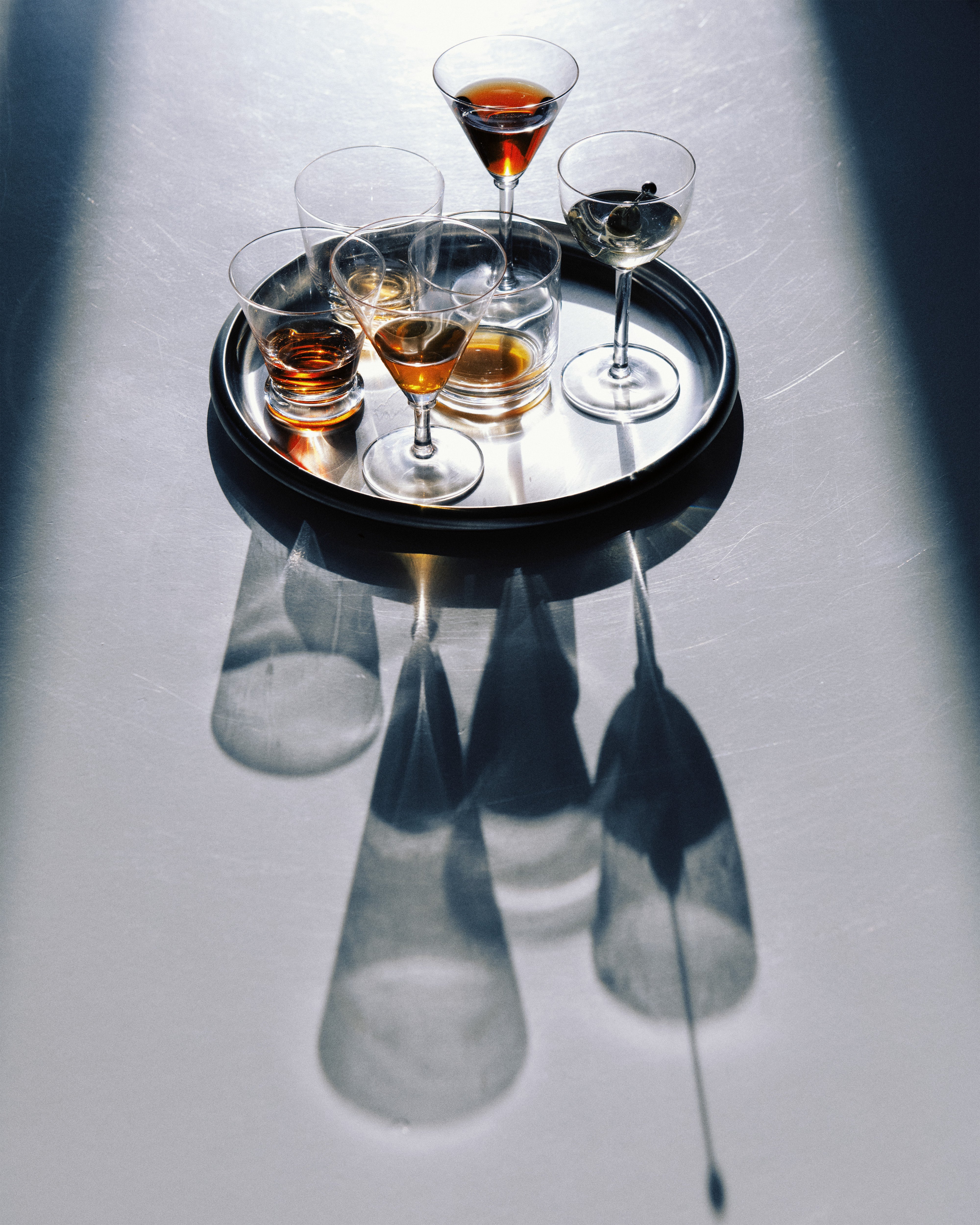 Round Steel Tray 300 - Brushed / Set of 4